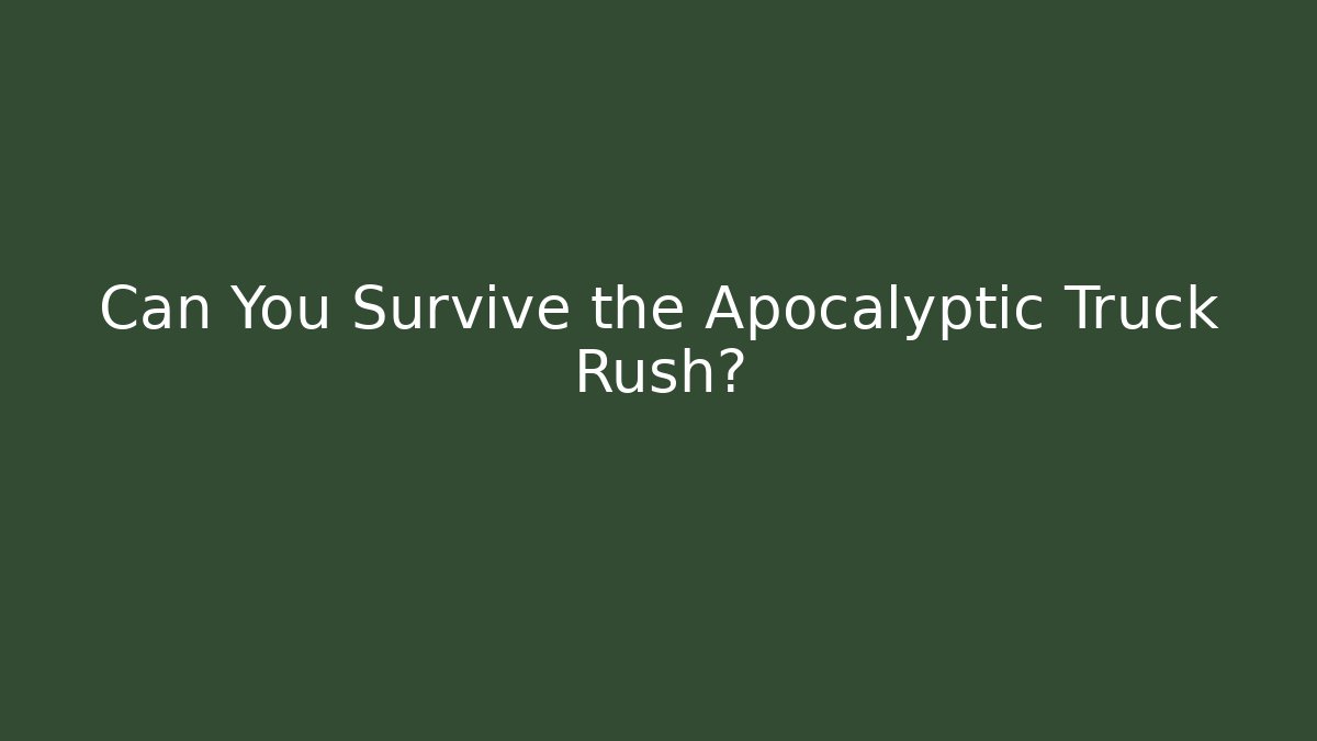 Can You Survive the Apocalyptic Truck Rush?