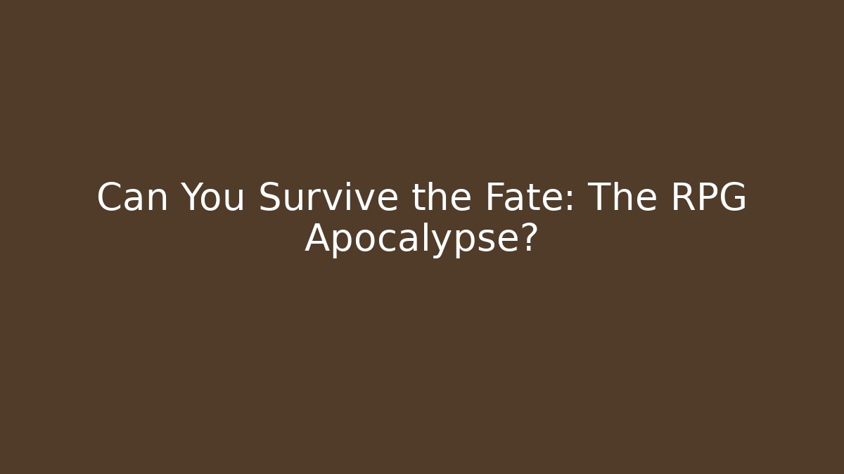 Can You Survive the Fate: The RPG Apocalypse?