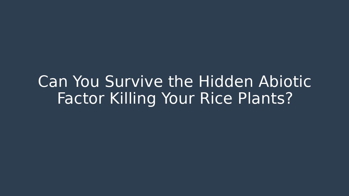 Can You Survive the Hidden Abiotic Factor Killing Your Rice Plants?