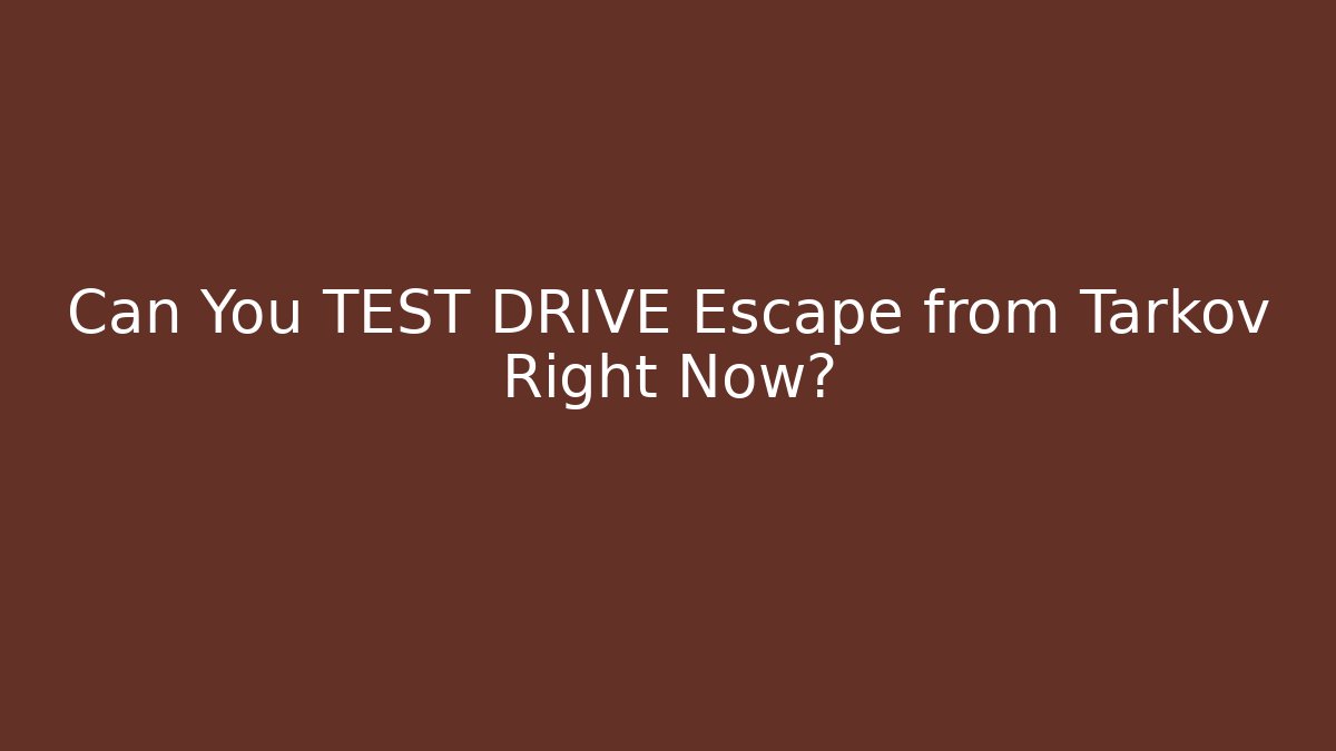 Can You TEST DRIVE Escape from Tarkov Right Now?