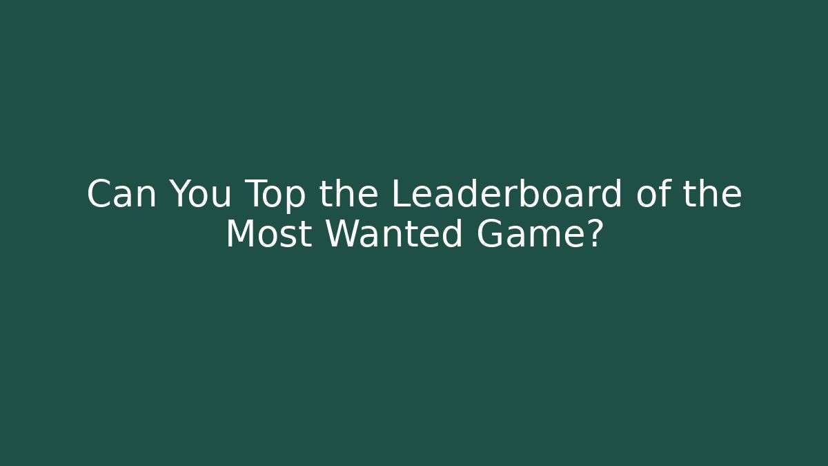 Can You Top the Leaderboard of the Most Wanted Game?