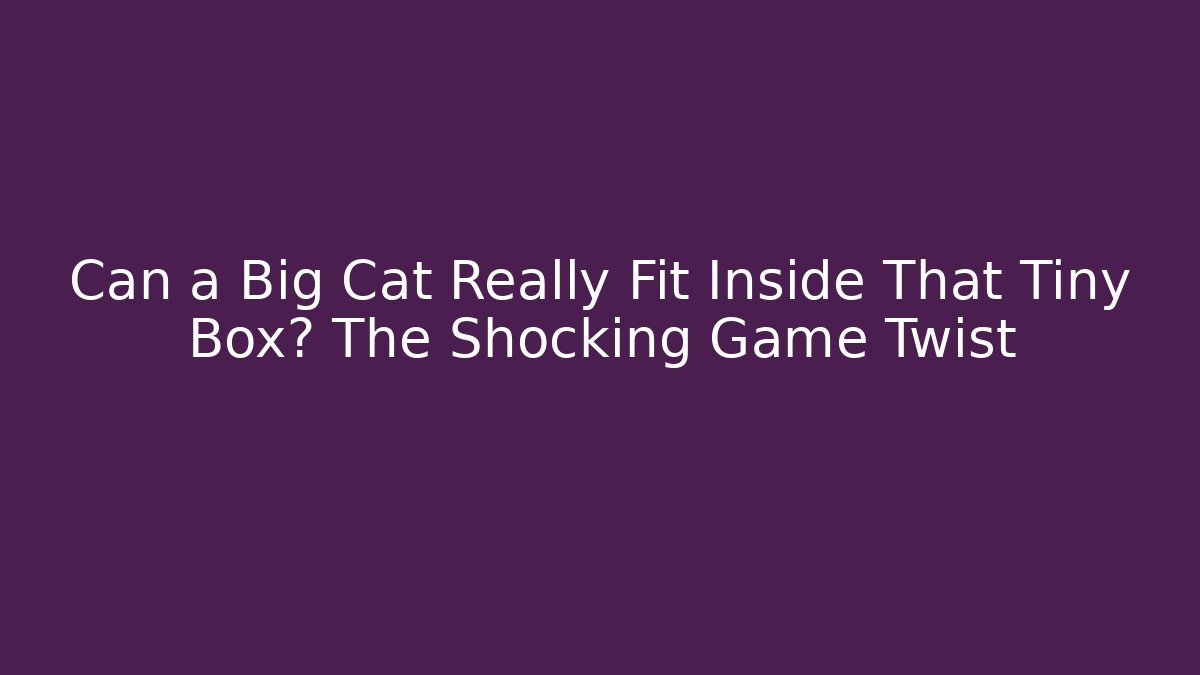 Can a Big Cat Really Fit Inside That Tiny Box? The Shocking Game Twist