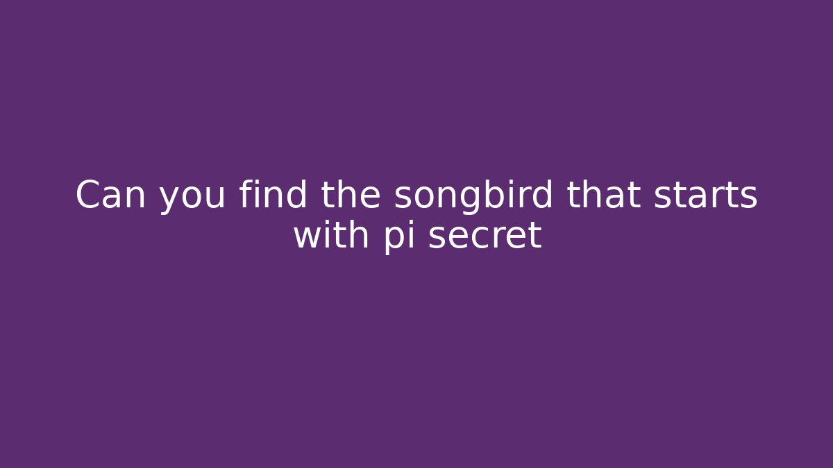 Can you find the songbird that starts with pi secret