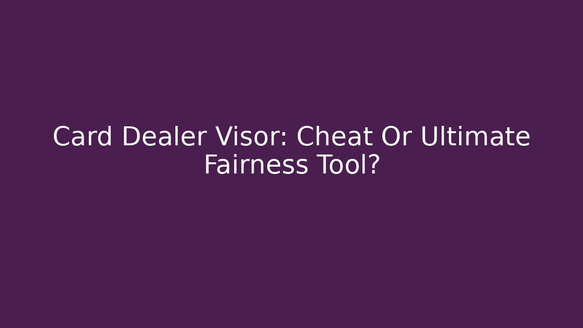 Card Dealer Visor: Cheat Or Ultimate Fairness Tool? - Critter Realm
