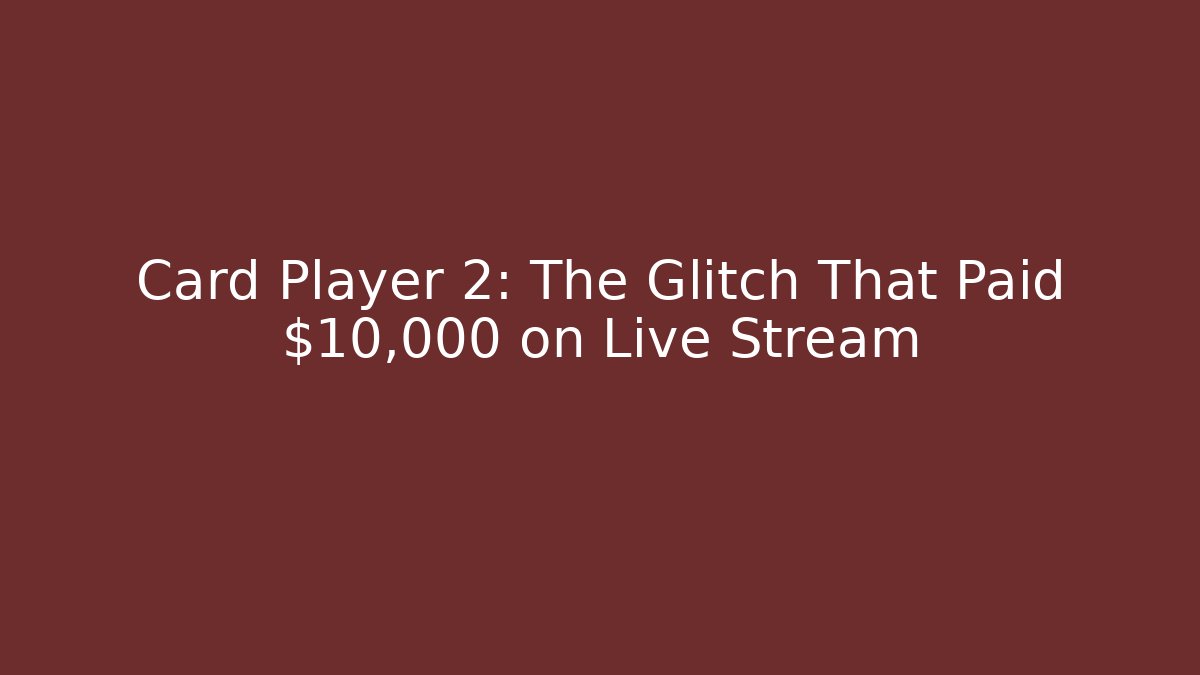 Card Player 2: The Glitch That Paid $10,000 on Live Stream
