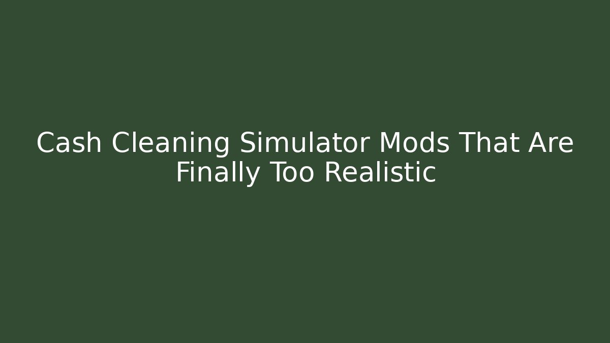 Cash Cleaning Simulator Mods That Are Finally Too Realistic