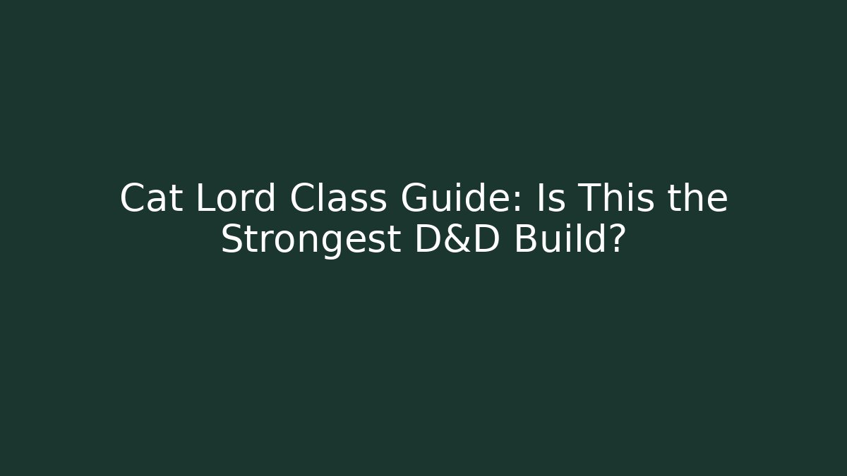 Cat Lord Class Guide: Is This the Strongest D&D Build?