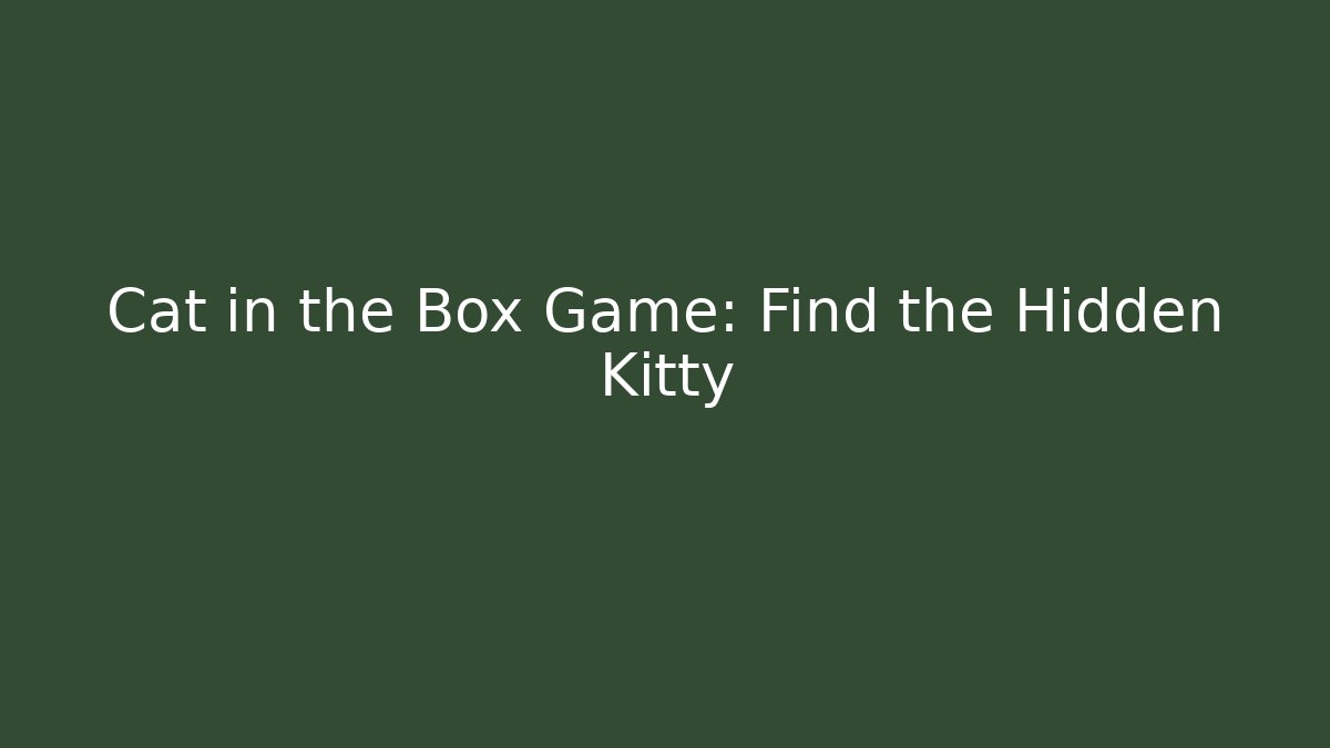 Cat in the Box Game: Find the Hidden Kitty