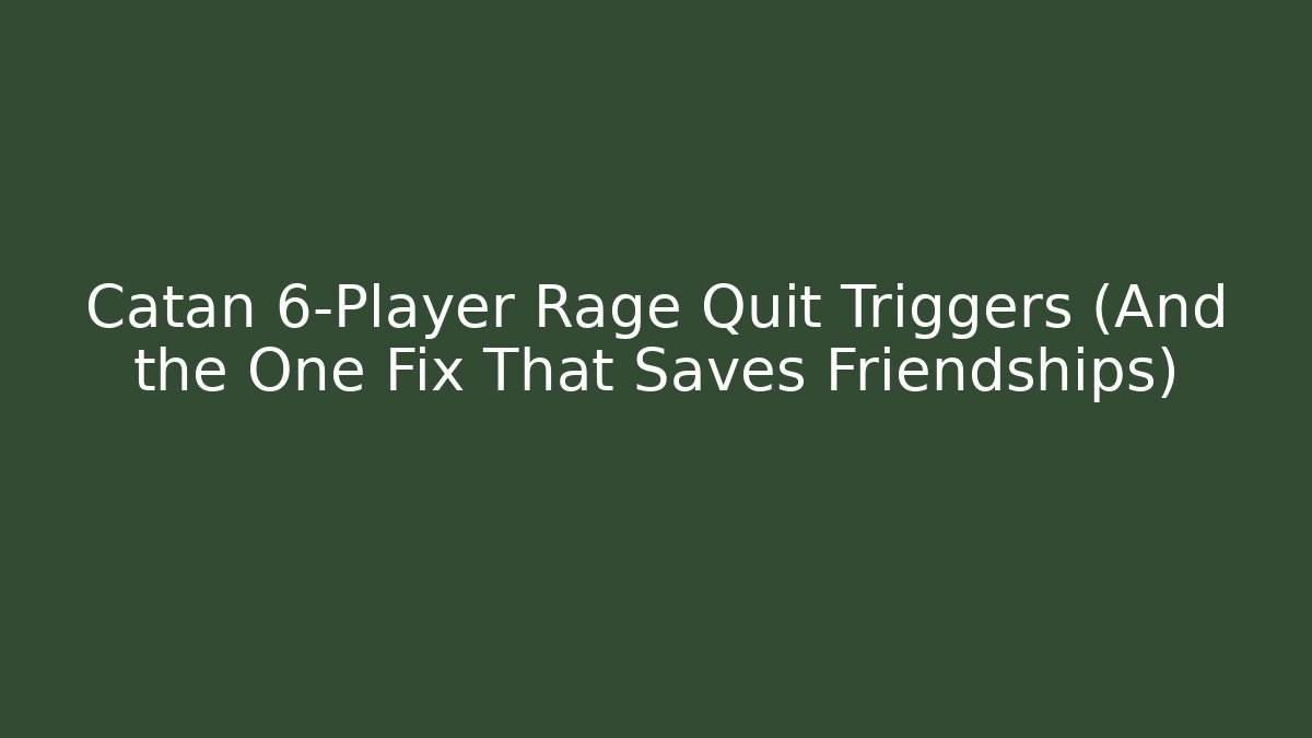 Catan 6-Player Rage Quit Triggers (And the One Fix That Saves Friendships)