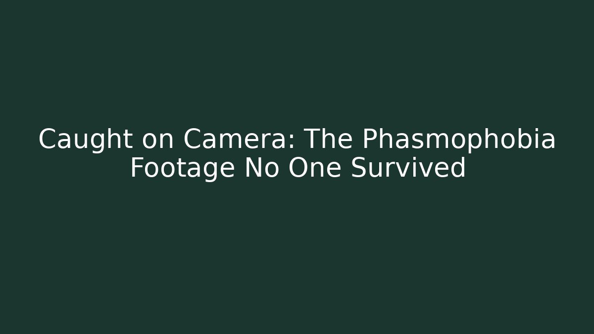 Caught on Camera: The Phasmophobia Footage No One Survived