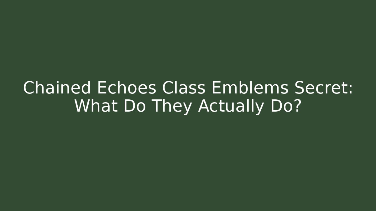 Chained Echoes Class Emblems Secret: What Do They Actually Do?
