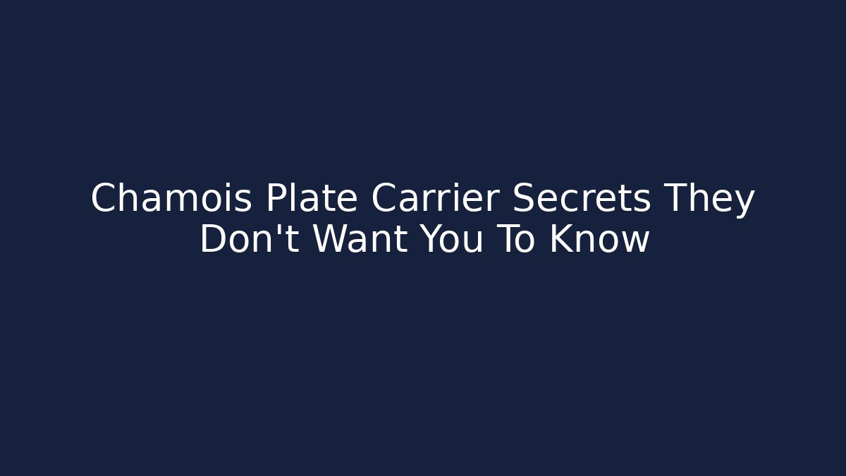 Chamois Plate Carrier Secrets They Don't Want You To Know