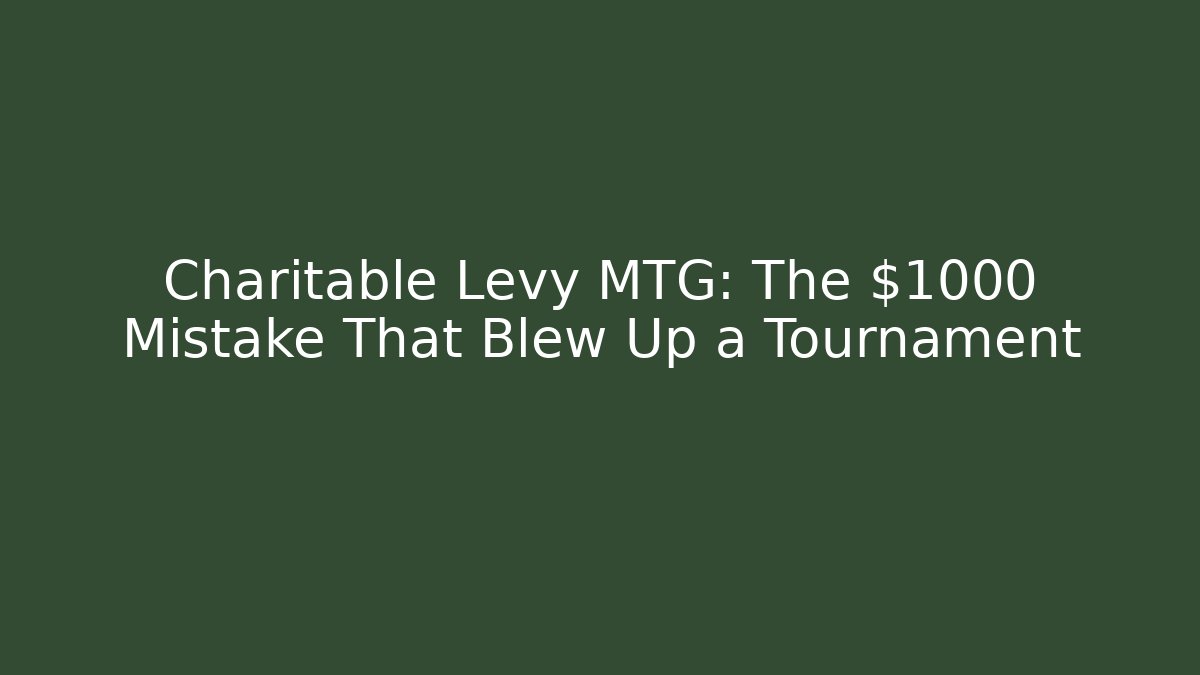 Charitable Levy MTG: The $1000 Mistake That Blew Up a Tournament