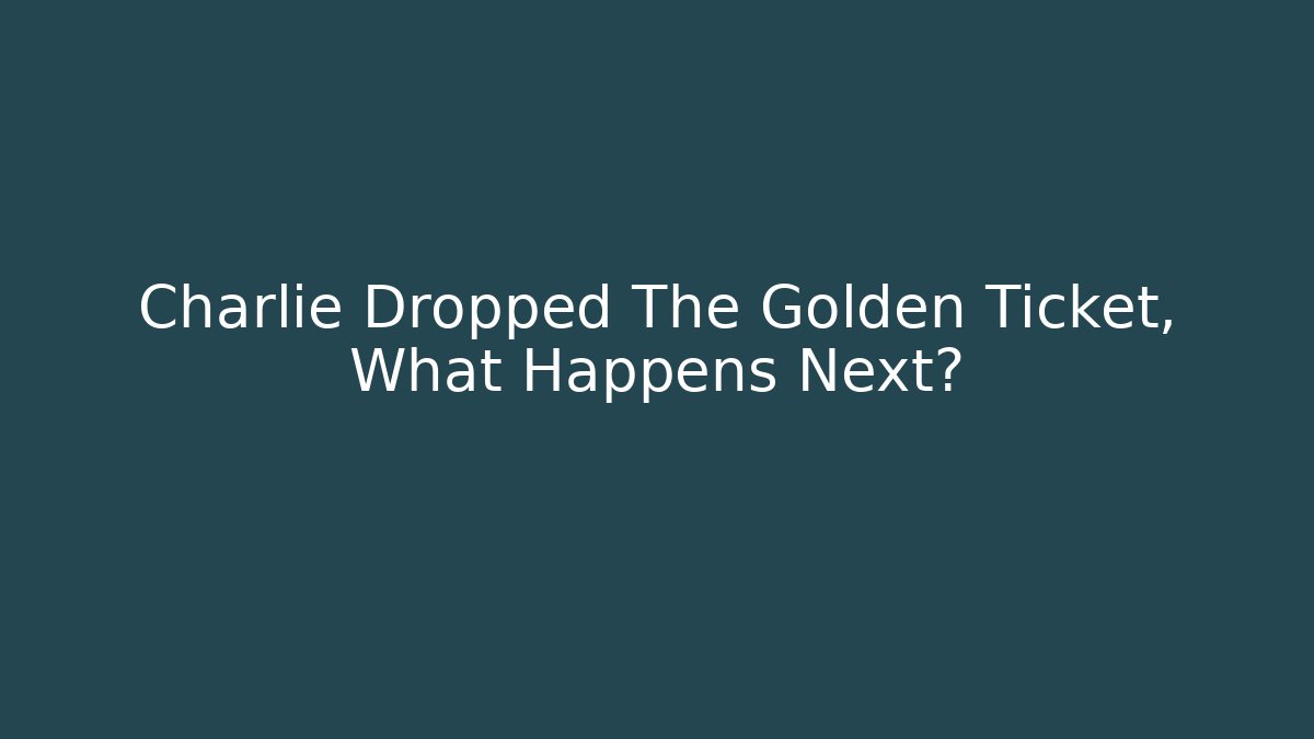 Charlie Dropped The Golden Ticket, What Happens Next?