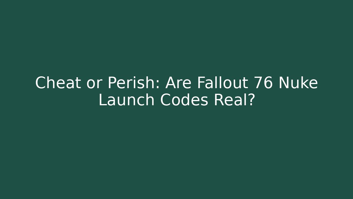 Cheat or Perish: Are Fallout 76 Nuke Launch Codes Real?