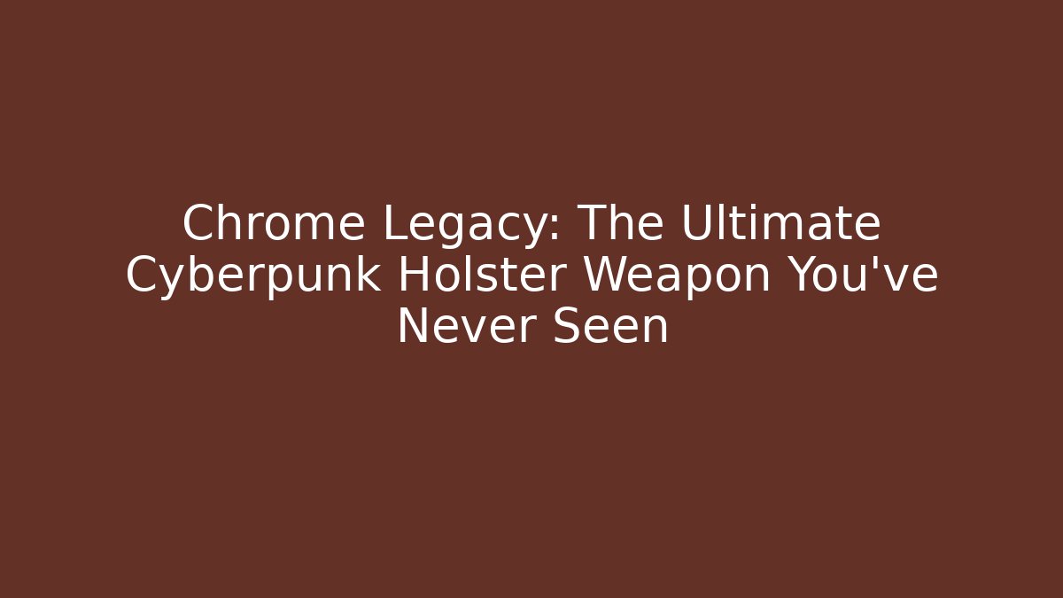 Chrome Legacy: The Ultimate Cyberpunk Holster Weapon You’ve Never Seen