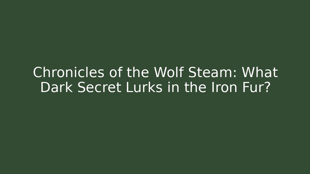 Chronicles of the Wolf Steam: What Dark Secret Lurks in the Iron Fur?