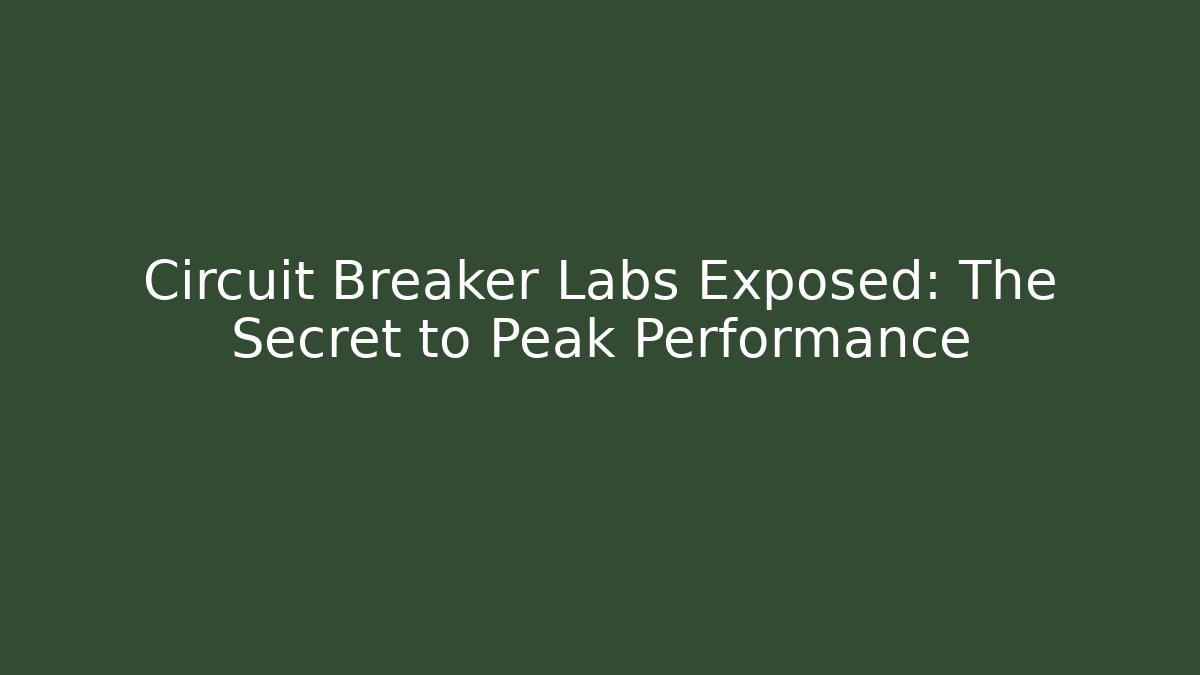 Circuit Breaker Labs Exposed: The Secret to Peak Performance