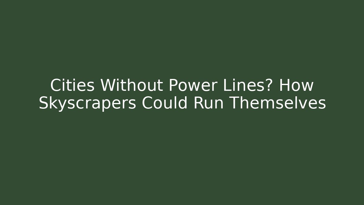 Cities Without Power Lines? How Skyscrapers Could Run Themselves