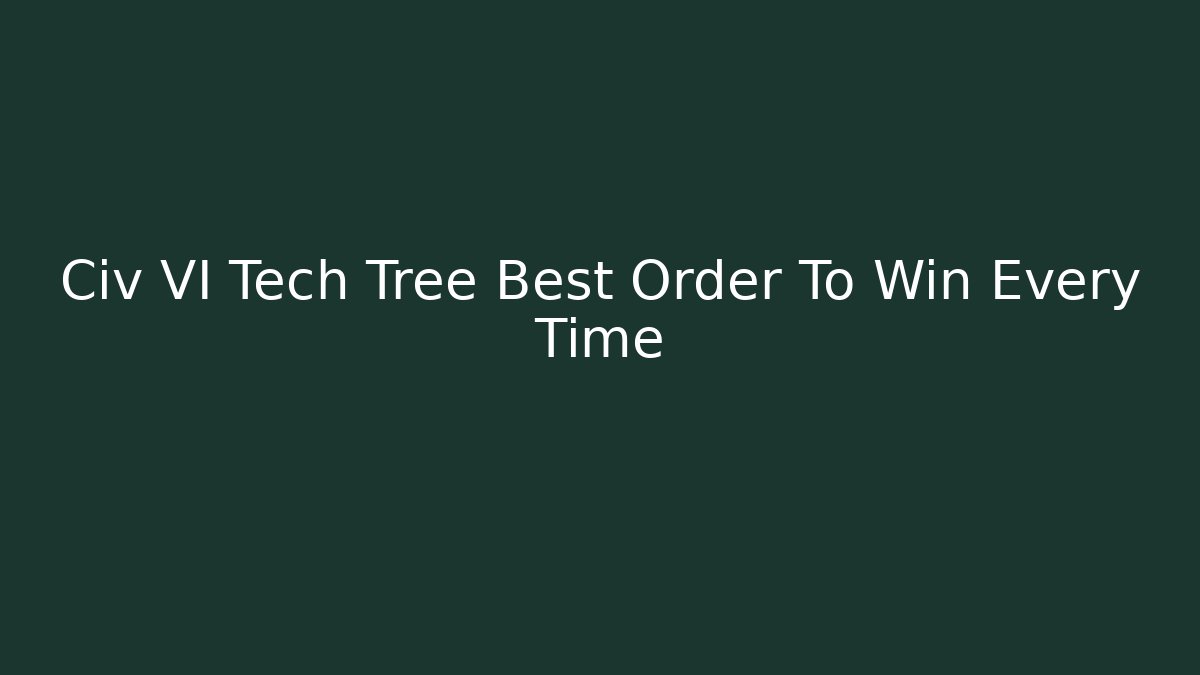 Civ VI Tech Tree Best Order To Win Every Time