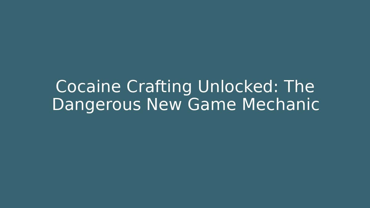 Cocaine Crafting Unlocked: The Dangerous New Game Mechanic