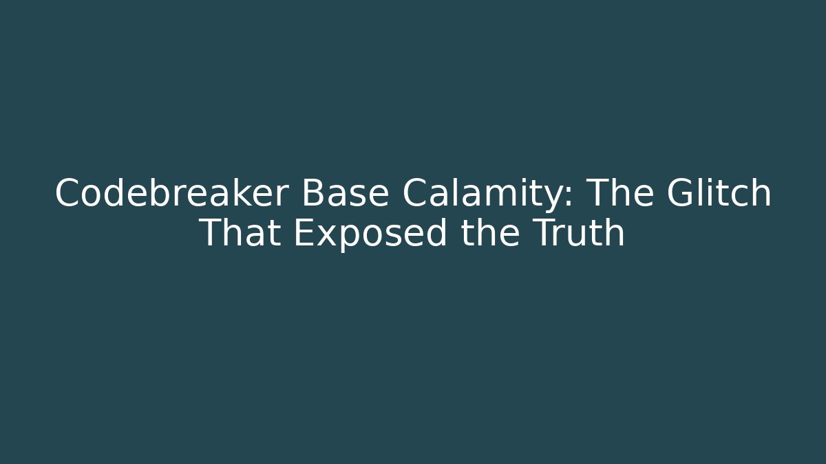Codebreaker Base Calamity: The Glitch That Exposed the Truth - Critter Realm