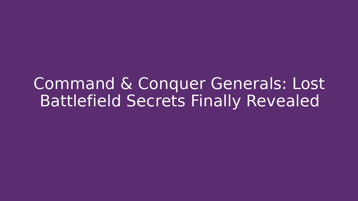 Command & Conquer Generals: Lost Battlefield Secrets Finally Revealed - Critter Realm
