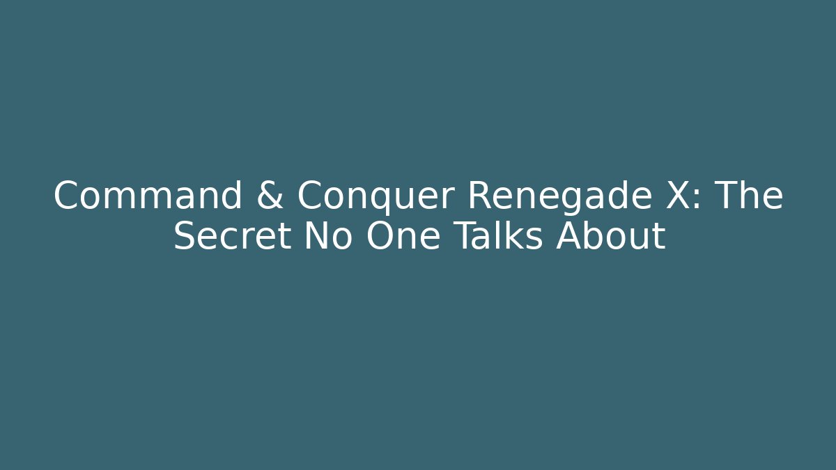 Command & Conquer Renegade X: The Secret No One Talks About - Critter Realm
