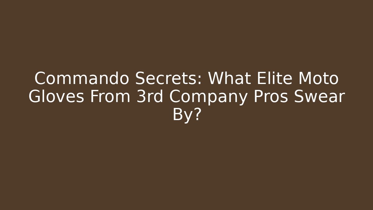 Commando Secrets: What Elite Moto Gloves From 3rd Company Pros Swear By?