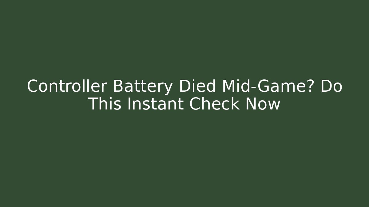 Controller Battery Died Mid-Game? Do This Instant Check Now
