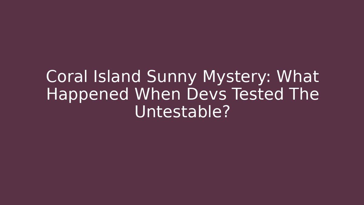 Coral Island Sunny Mystery: What Happened When Devs Tested The Untestable?