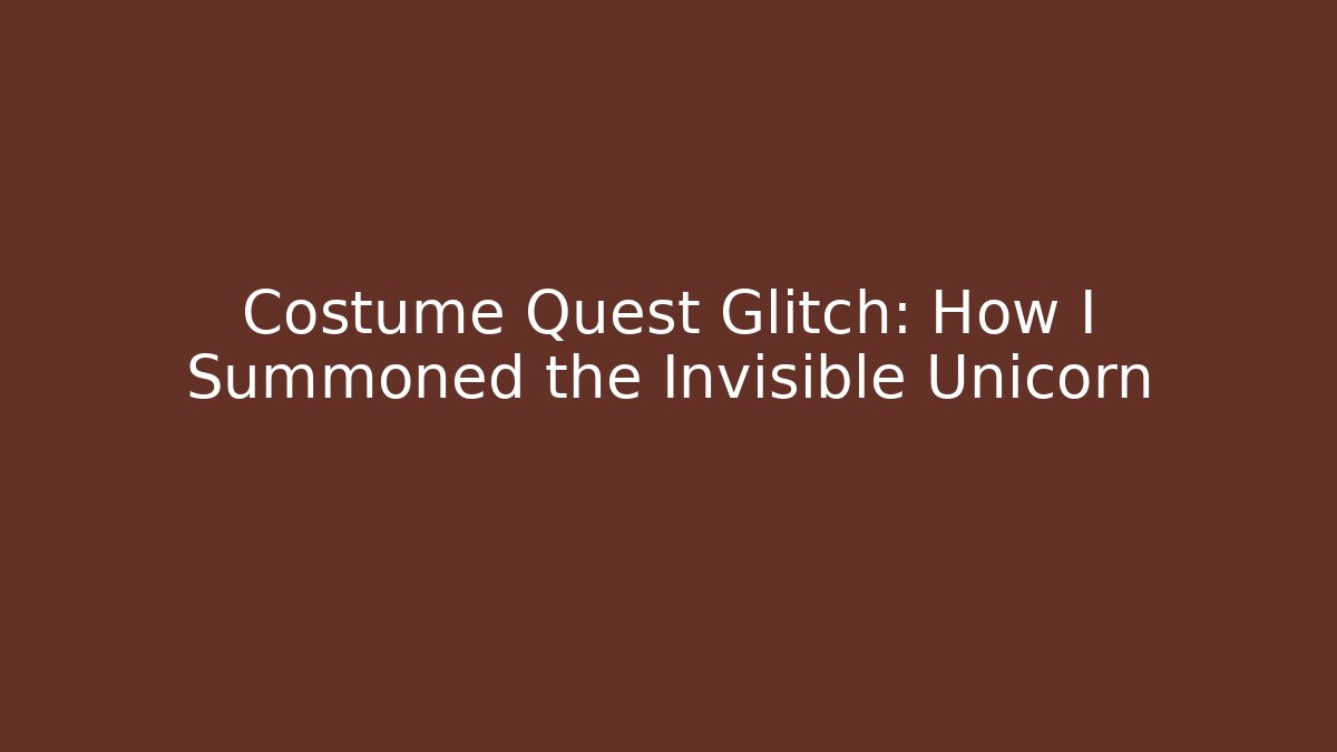 Costume Quest Glitch: How I Summoned the Invisible Unicorn