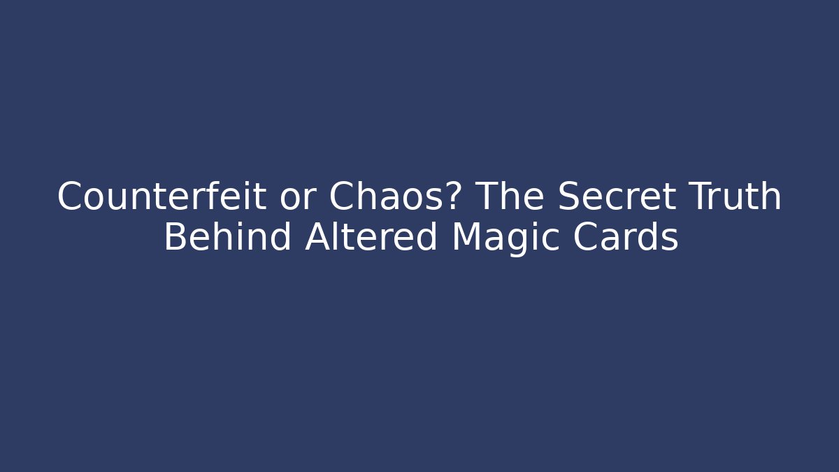 Counterfeit or Chaos? The Secret Truth Behind Altered Magic Cards - Critter Realm