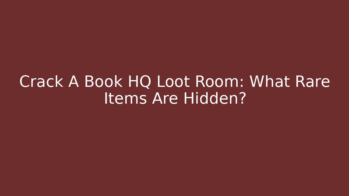 Crack A Book HQ Loot Room: What Rare Items Are Hidden?