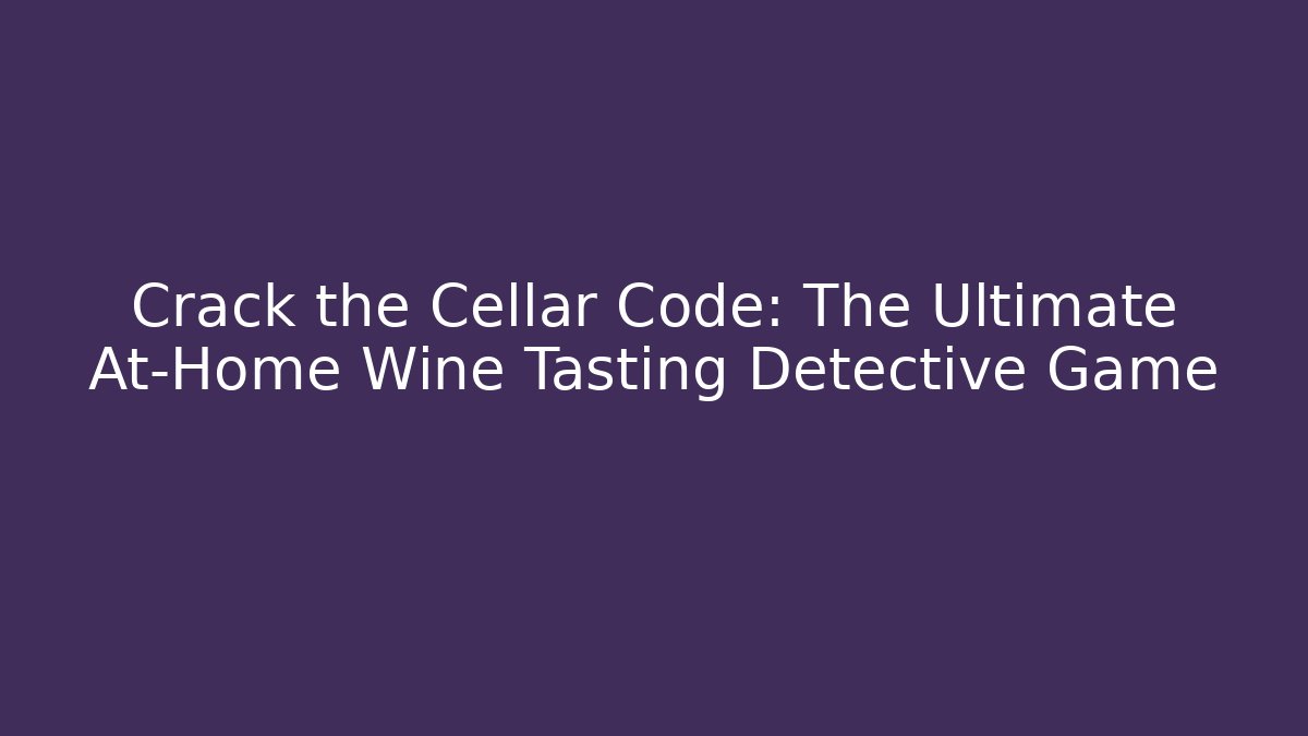Crack the Cellar Code: The Ultimate At-Home Wine Tasting Detective Game