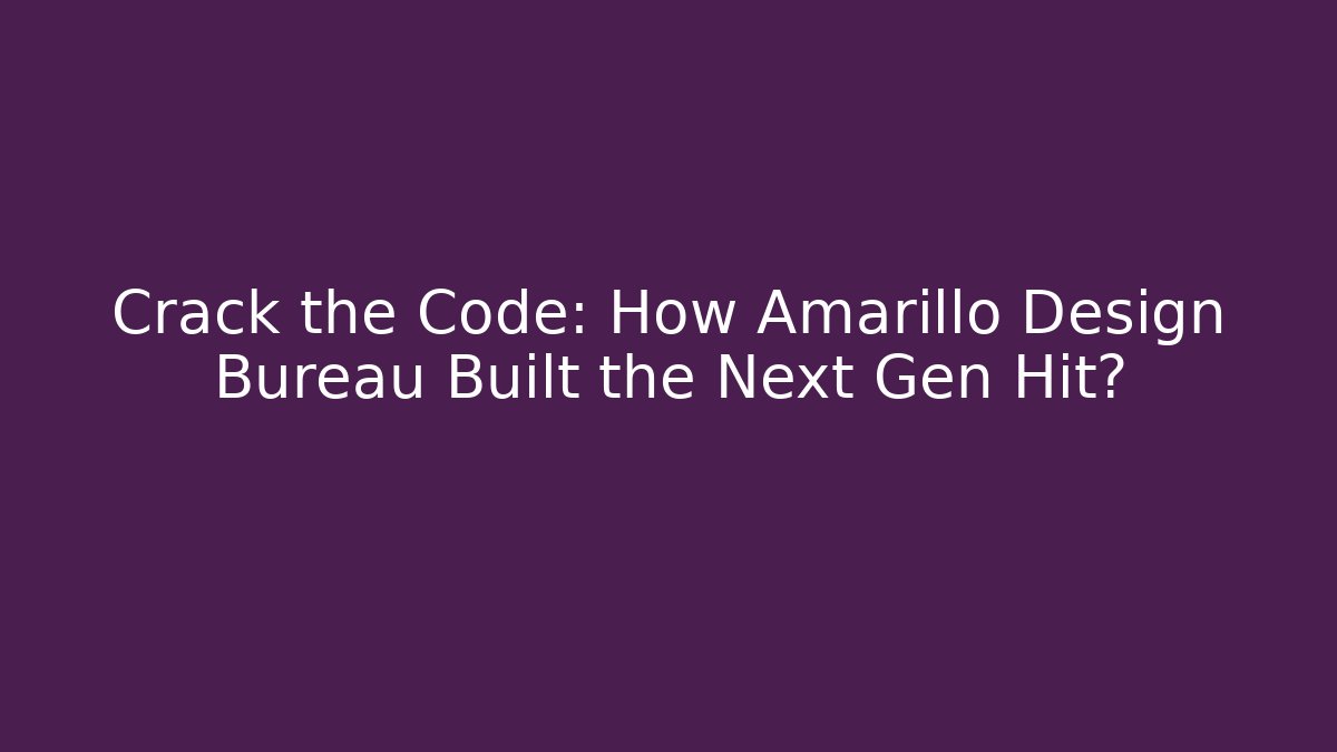 Crack the Code: How Amarillo Design Bureau Built the Next Gen Hit? - Critter Realm