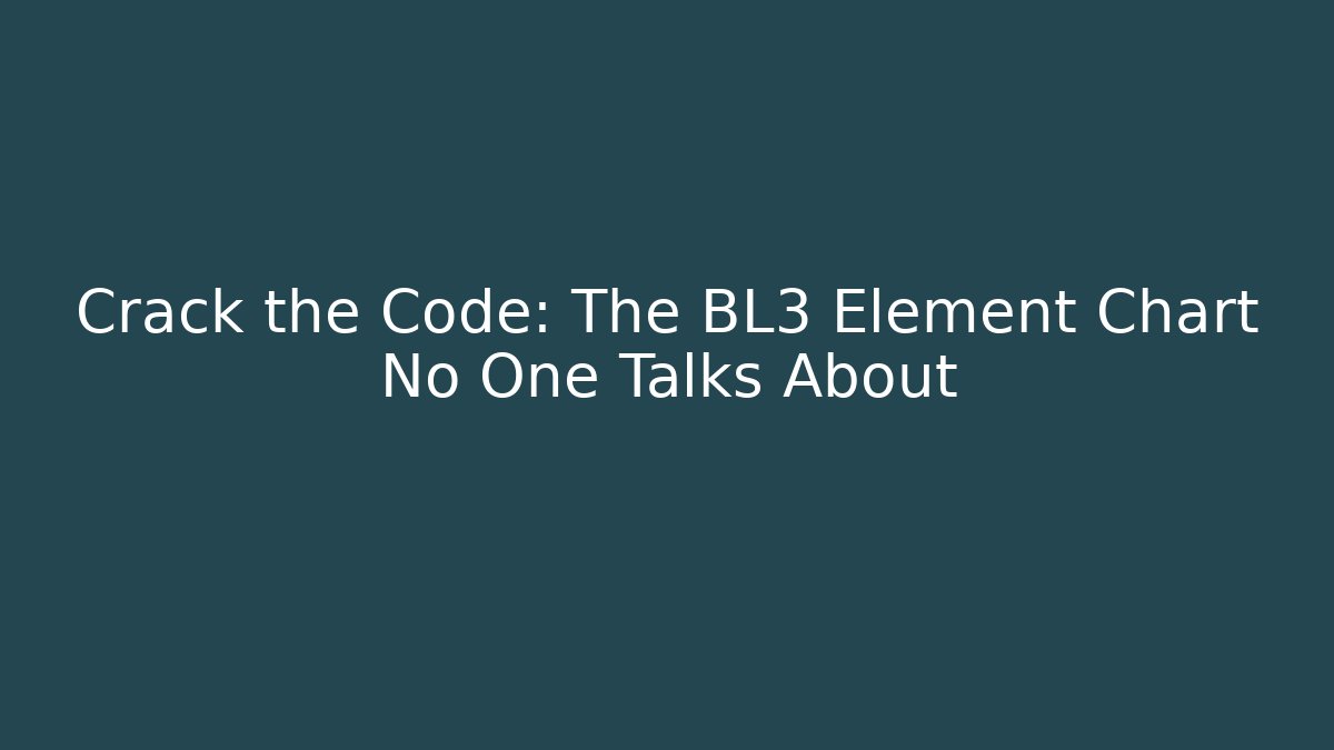 Crack the Code: The BL3 Element Chart No One Talks About