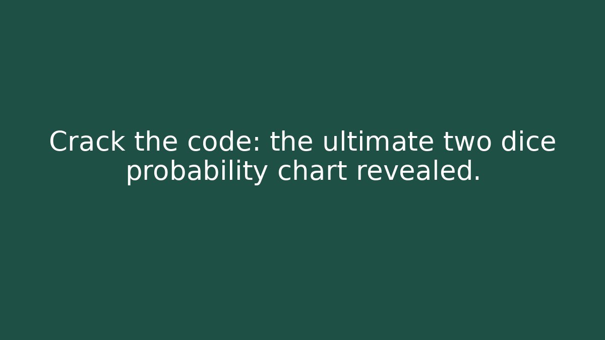 Crack the code: the ultimate two dice probability chart revealed. - Critter Realm