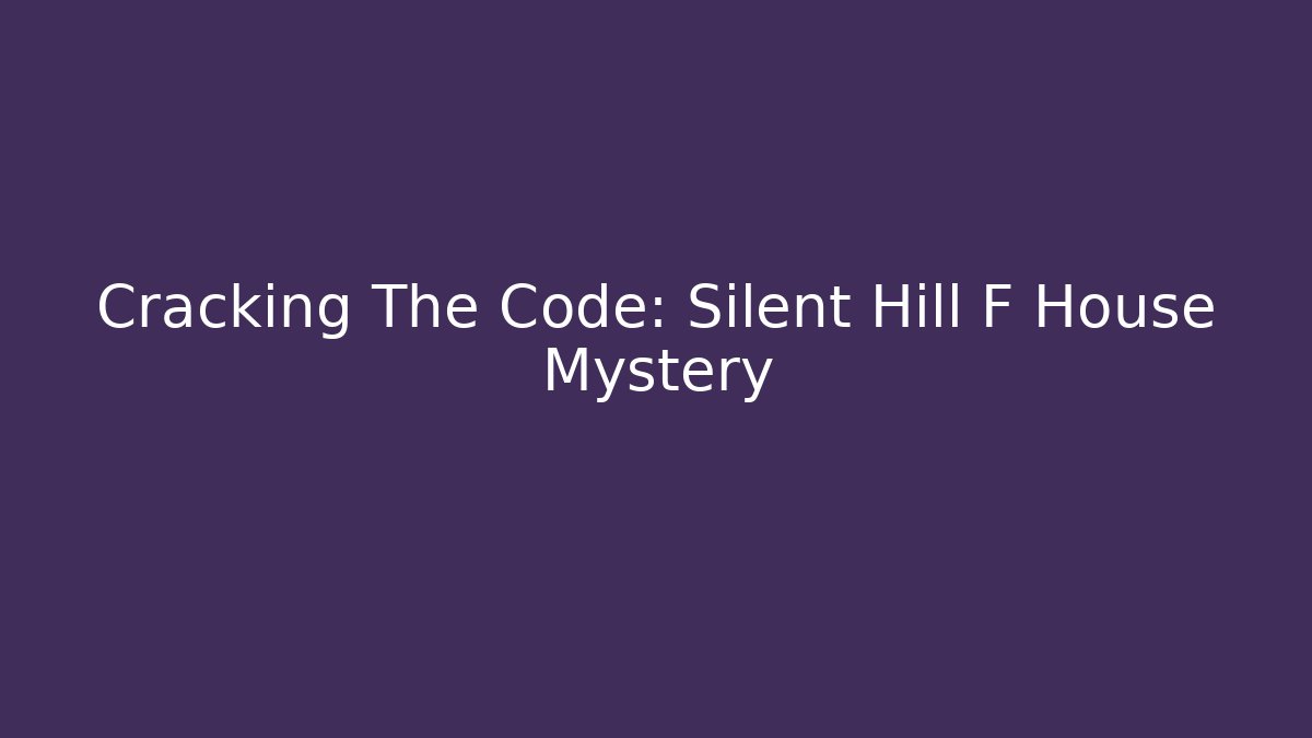 Cracking The Code: Silent Hill F House Mystery