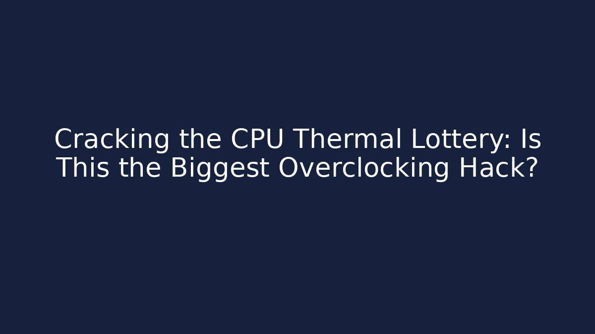 Cracking the CPU Thermal Lottery: Is This the Biggest Overclocking Hack?
