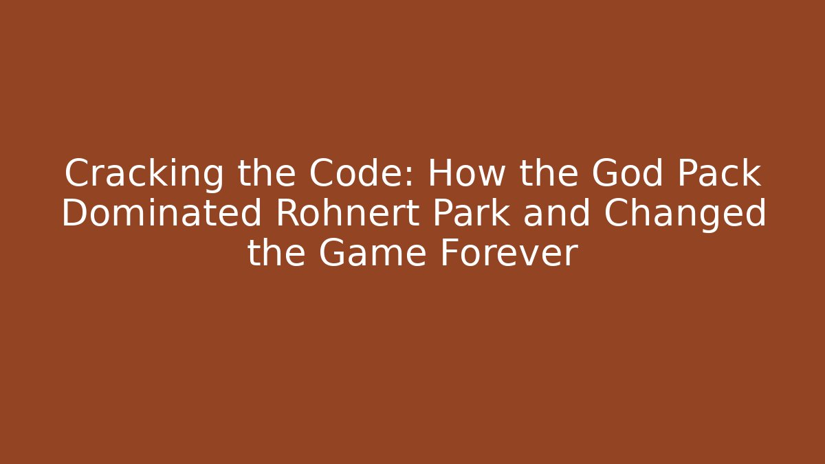 Cracking the Code: How the God Pack Dominated Rohnert Park and Changed the Game Forever