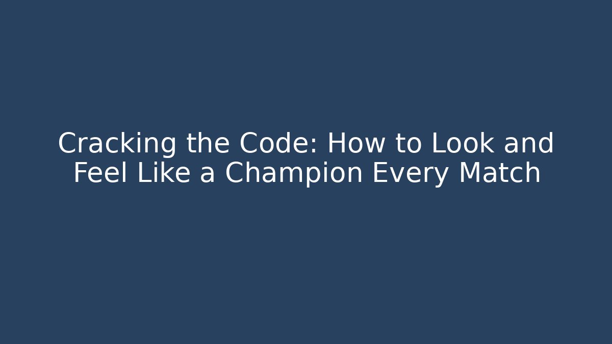 Cracking the Code: How to Look and Feel Like a Champion Every Match - Critter Realm