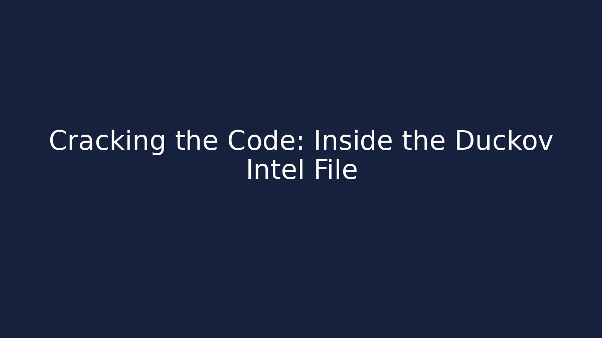 Cracking the Code: Inside the Duckov Intel File - Critter Realm