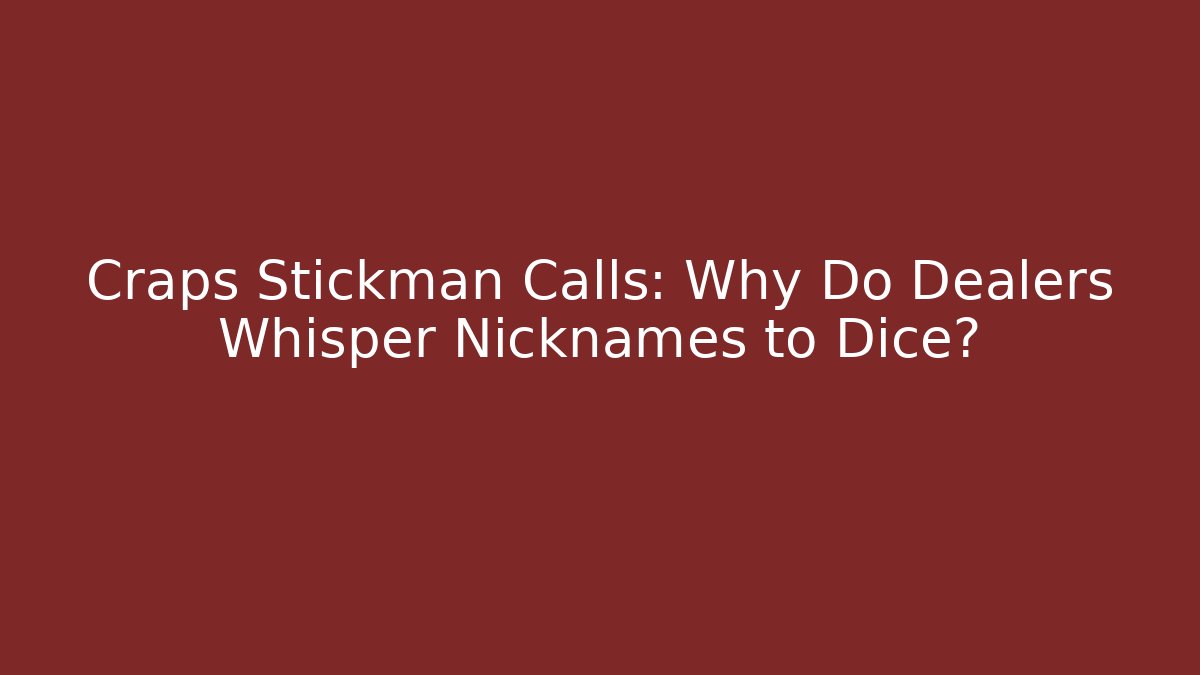 Craps Stickman Calls: Why Do Dealers Whisper Nicknames to Dice?