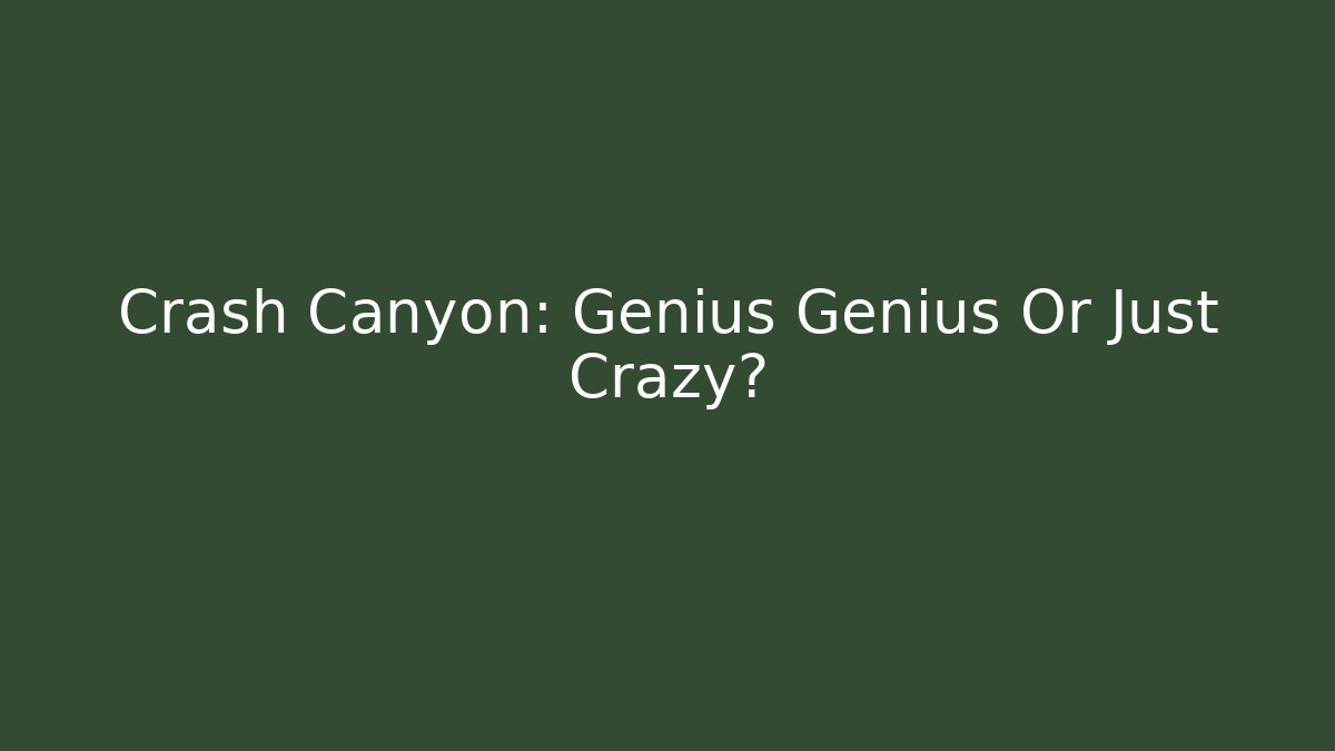 Crash Canyon: Genius Genius Or Just Crazy?