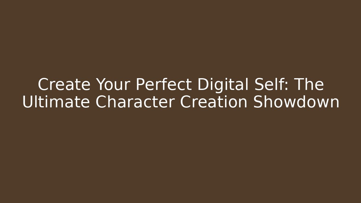 Create Your Perfect Digital Self: The Ultimate Character Creation Showdown