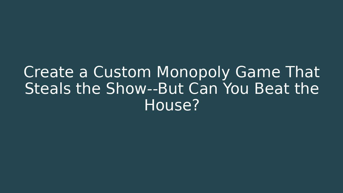 Create a Custom Monopoly Game That Steals the Show—But Can You Beat the House? - Critter Realm