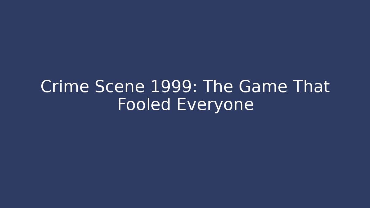 Crime Scene 1999: The Game That Fooled Everyone
