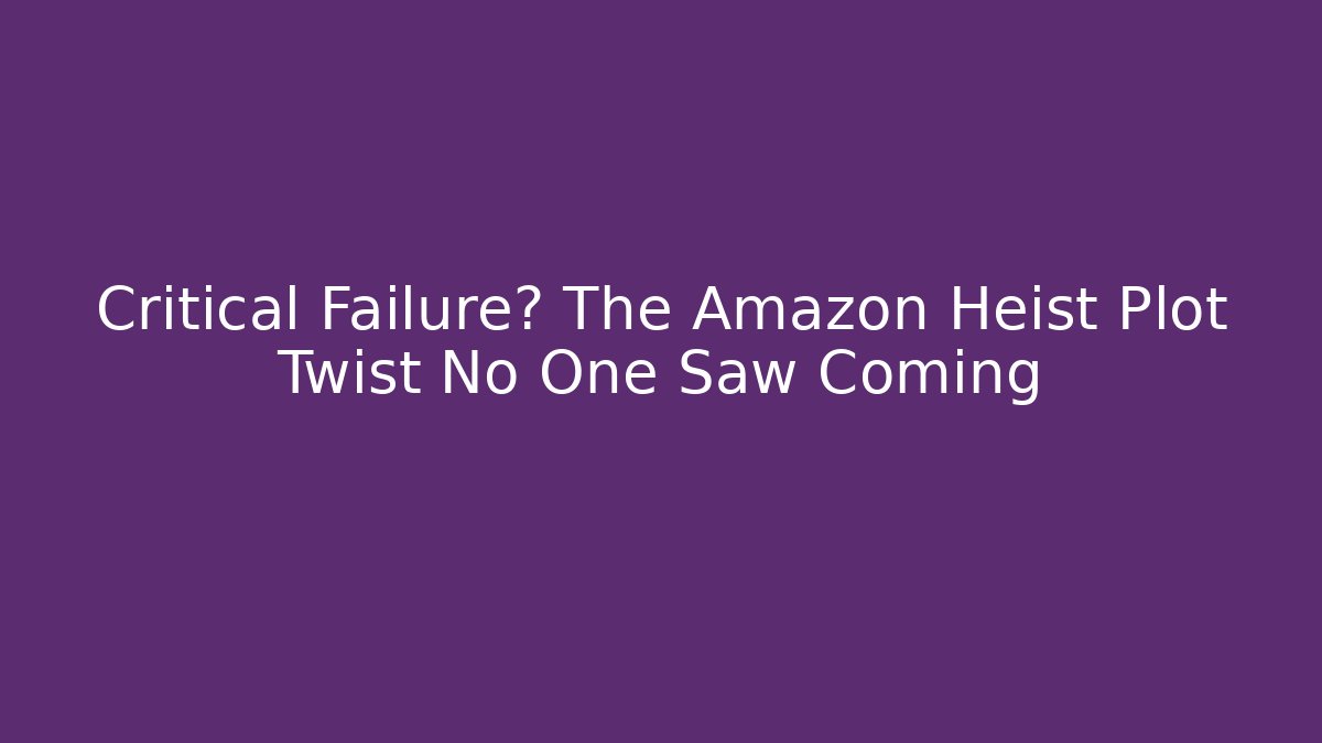 Critical Failure? The Amazon Heist Plot Twist No One Saw Coming - Critter Realm