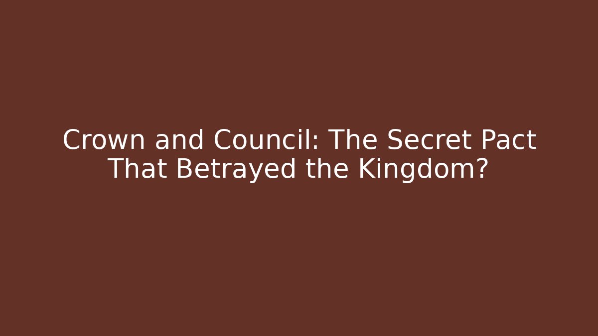 Crown and Council: The Secret Pact That Betrayed the Kingdom?
